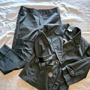 Womens Black With Fine Gray Stripe Pattern ,(almost Invisible) Set